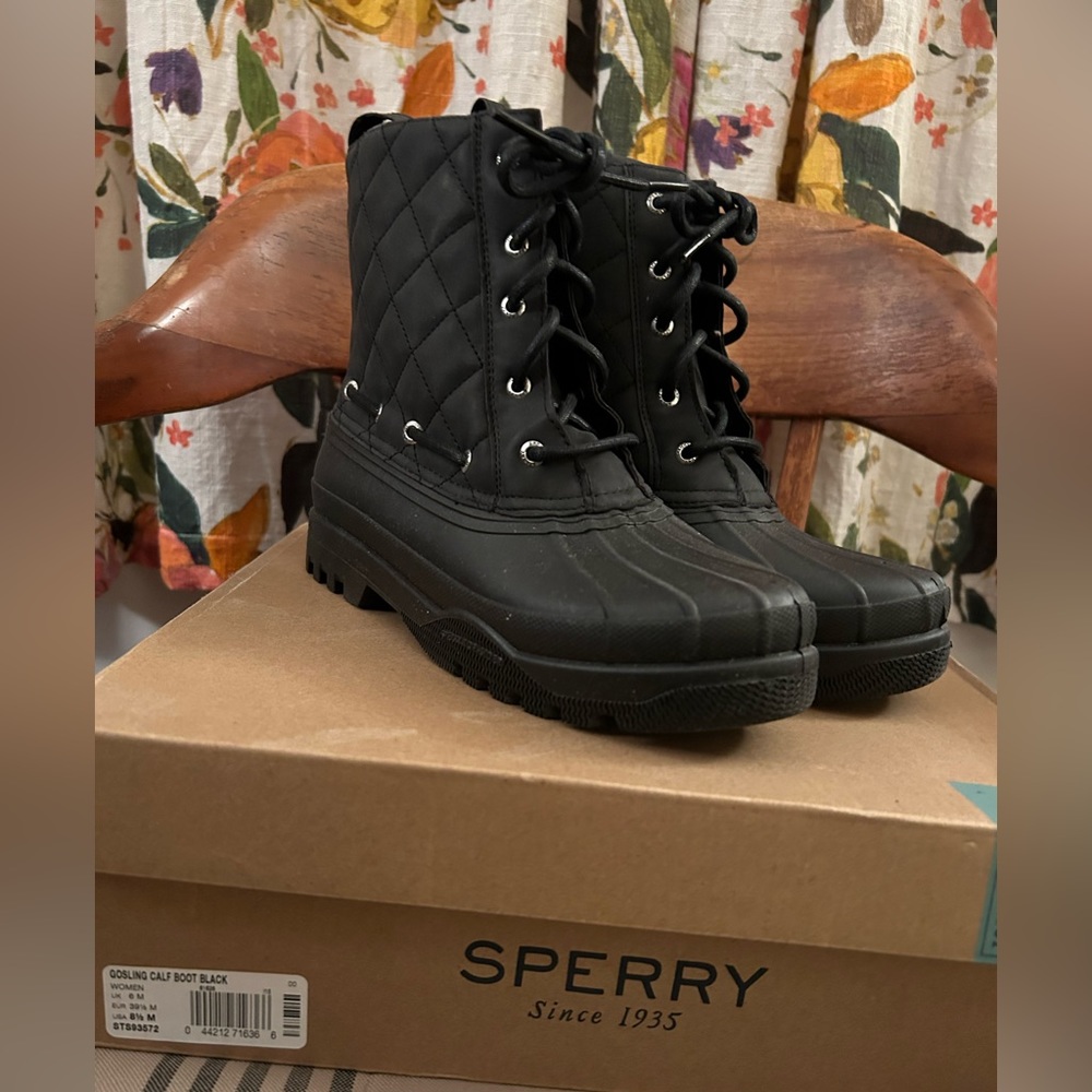 New Sperry Gosling Calf Boot Black Size 8.5 M